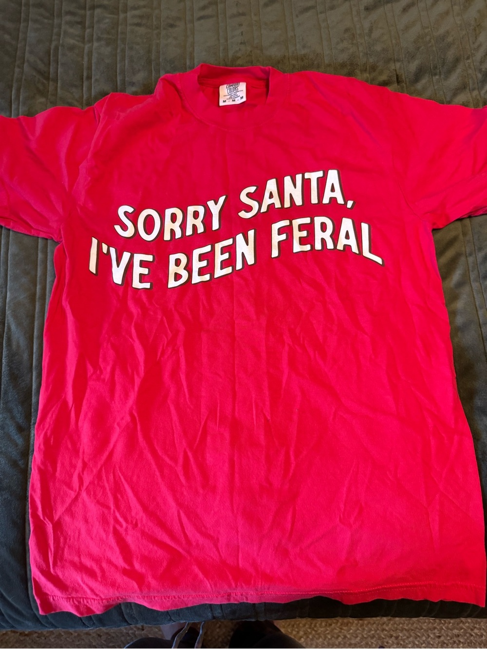 Comfort Colors Red Graphic Tee with White Holiday Text